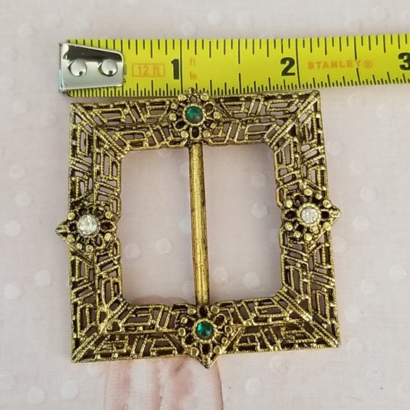 Vintage 1970s Ornate Gold Tone Scarf Clip Brooch - Picture 11 of 12